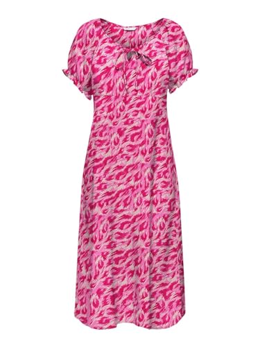 ONLY Damen Midi Kleid Onlnova Life Vis Kai wadenlang mit Leopardmuster 15283529 Raspberry Rose 477 Empowered Leo S