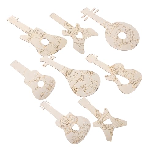 HOLIDYOYO 8個用木製ギター切り抜き 手研磨済み な未完成楽器 飾り付け可能 音楽テーマパーティーや工作教室向け キッズクラフトキット