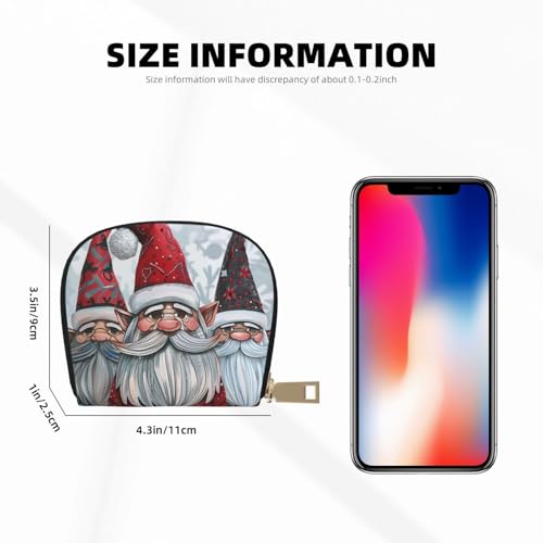 Christmas Santa Gnome Printed Credit Card Wallet for Women Men Cute Zipper Card Cases Holder Mini Coin Purse with 12 Card Slots3