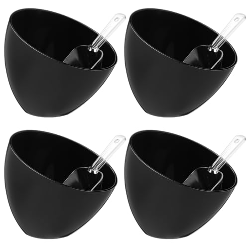 Hoolerry 8 Pcs Plastic Serving Bowls with Scoops for Candy, Black, 25 oz