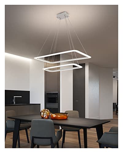 Luces colgantes de la oficina tipo lámpara de araña rectangular con anillos LED modernos 3