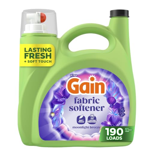 Image of Gain, Liquid Laundry Fabric Softener, Laundry Conditioner, Long Lasting Scent, Softens, Freshness, Helps with Static & Wrinkles, Moonlight Breeze Scent, 140 fl oz (Packaging May Vary)