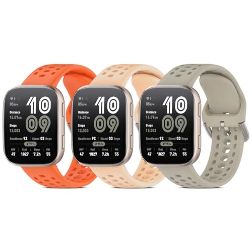 CHULN 3 Piezas 22mm Silicona Correa Compatible con Amazfit Bip 6/Bip 5/Amazfit Balance 2/Balance/Amazfit Cheetah/Cheetah Pro, Ajustable Pulseras de Repuesto para Amazfit Bip 5/6.(No host)