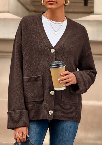 PRETTYGARDEN Women's 2025 Oversized Cardigan Sweaters Trendy Chunky Knit Long Sleeve V Neck Button Down Fall Winter Outfits2