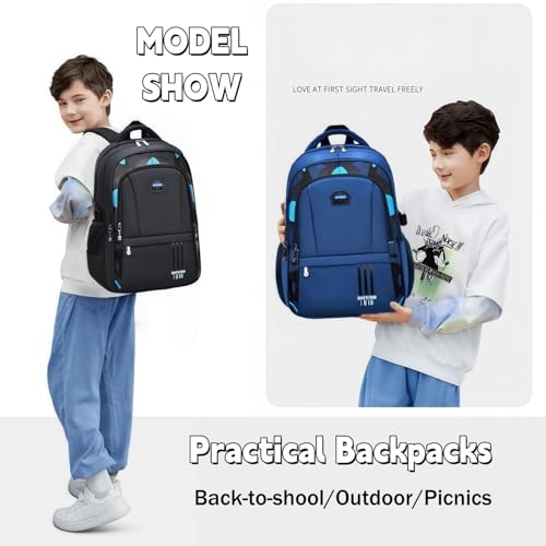 Mildame Kids Backpack for Boys, Camo School Backpacks for Middle Elementary School, Camouflage Bookbags for Teens Boys, Lightweight Travel Bag, Black3