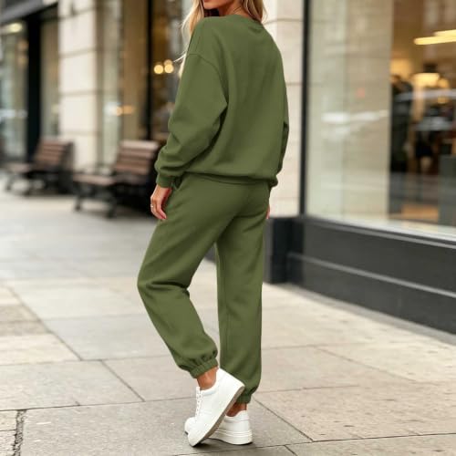 Women 2 Piece Loungewear Set Crew Neck Sweatshirt Jogger Pants Casual Fall - image 8