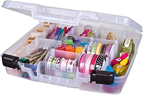 Image of ArtBin 6961AB Quick View Deep Base Carrying Case with Removable Dividers, Portable Art & Craft Storage Box, 15 inch, Clear