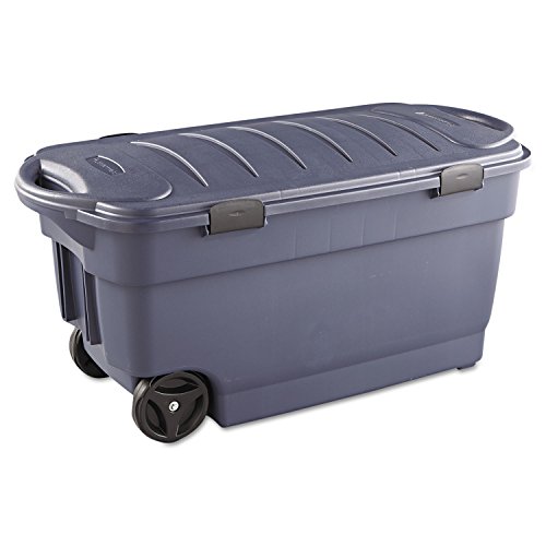 RUBBERMAID 45-Gallon Roughneck Wheeled Storage Box, Dark Indigo Metallic (RUB2463DIM)