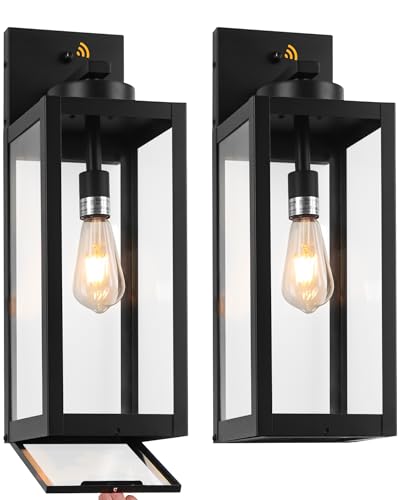 Image of 20 inch Black Large Dusk to Dawn Outdoor Wall Lights with Fully Closed Bottom