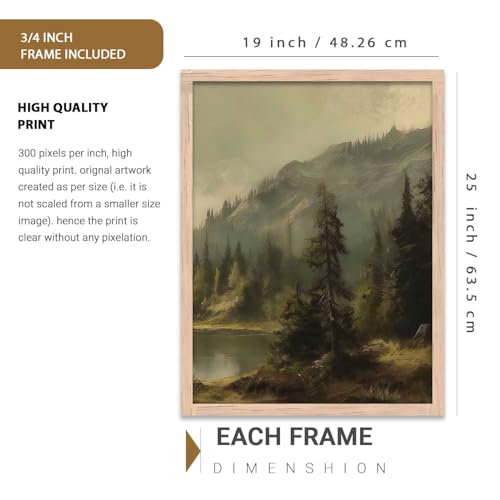 Image of kotart Big Aesthetic Mountains View Wall Art Paintings | Lake View Framed Painting | Nature Art Vastu Frames for Living Room Bedroom Wall Decor Set Of 3 (19X25 inch)