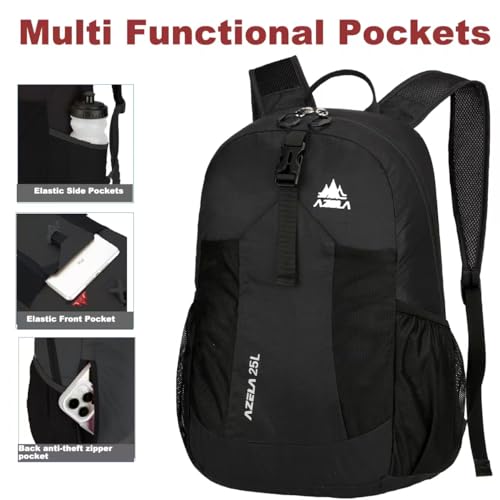 Mochila ligera plegable 25L para trekking negro miniatura 2