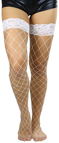 Image of ToBeInStyle Women's Vibrant Large Net Fishnet Thigh High Elastic Nylon Novelty Stockings