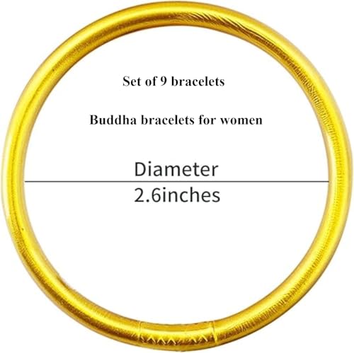 Metallic Gold Silicone Bangle Bracelet Set - 9 Pack Soft Touch Stretch Bracelets for Women - Hypoallergenic Lightweight Accessories for Gym, Office & Everyday Wear2