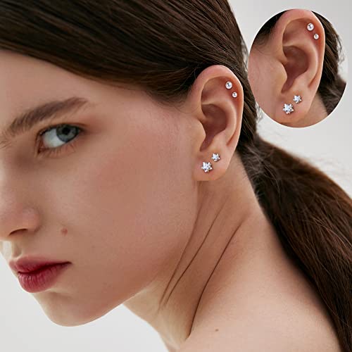 Subiceto 12 Pairs Stainless Steel Magnetic Stud Earrings for Women Men Non Piercing Cz Hypoallergenic Round Square Star Heart Pearl Clip on Earrings Set 6/8mm4