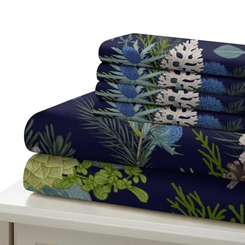 Housse de couette fermeture éclair en microfibre douce imprimé floral Flore d'hiver