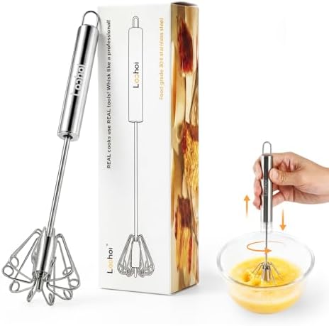 Upgraded Stainless Steel Semi-Automatic Whisk, Easy Push Hand Whi...