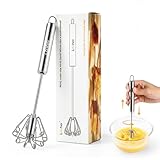 Upgraded Stainless Steel Semi-Automatic Whisk - Easy to Use Whizzy Whisk, Versatile Wisker Tool for Cooking, Kitchen Essential Egg Beater for Baking, Whisking, Beating & Stirring (10in）