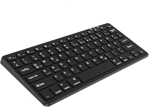 aMZCaSE QWERTZ Kabellose Bluetooth Tastatur f&uuml;r iPad,kompatible mit iPad 10.2/9.7,Pro 11/Pro 12.9,Air/Mini/iPhone,f&uuml;r Windows,iOS,Android (Schwarz)