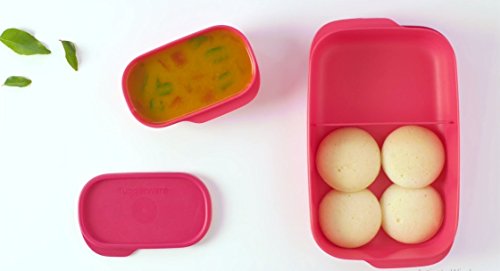 Tupperware Plastic Lunch Box, 10-inch, Multicolour (Set of 2)