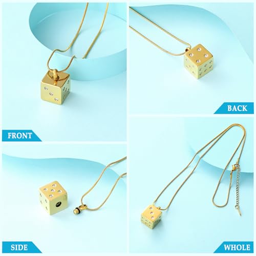 Hearbeingt Stainless Steel Cremation Jewelry for Ashes, Dice Memorial Urn Necklace for Men, Keepsake Pendant3