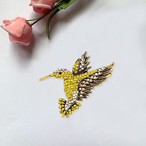 Image of Animal Hummingbird Brooch Pins for Women Fashion Bird Pins Elegant Rhinestone Crystal Animal Brooches Pin