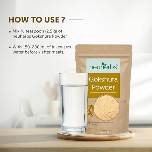 Image of Neuherbs Gokshura Powder - 100g | Tribulus Terrestris /Gokhru Churna For Men | Boost Energy, Strength & Testosterone | 100% Pure & Natural | Non GMO With No Added Preservatives