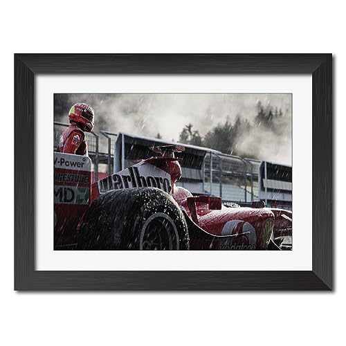 Image of TenorArts Michael Schumacher Poster F1 Driver Posters Formula One Photo Frame Painting with Matt Finish Black Texture (12 inches x 9inches)