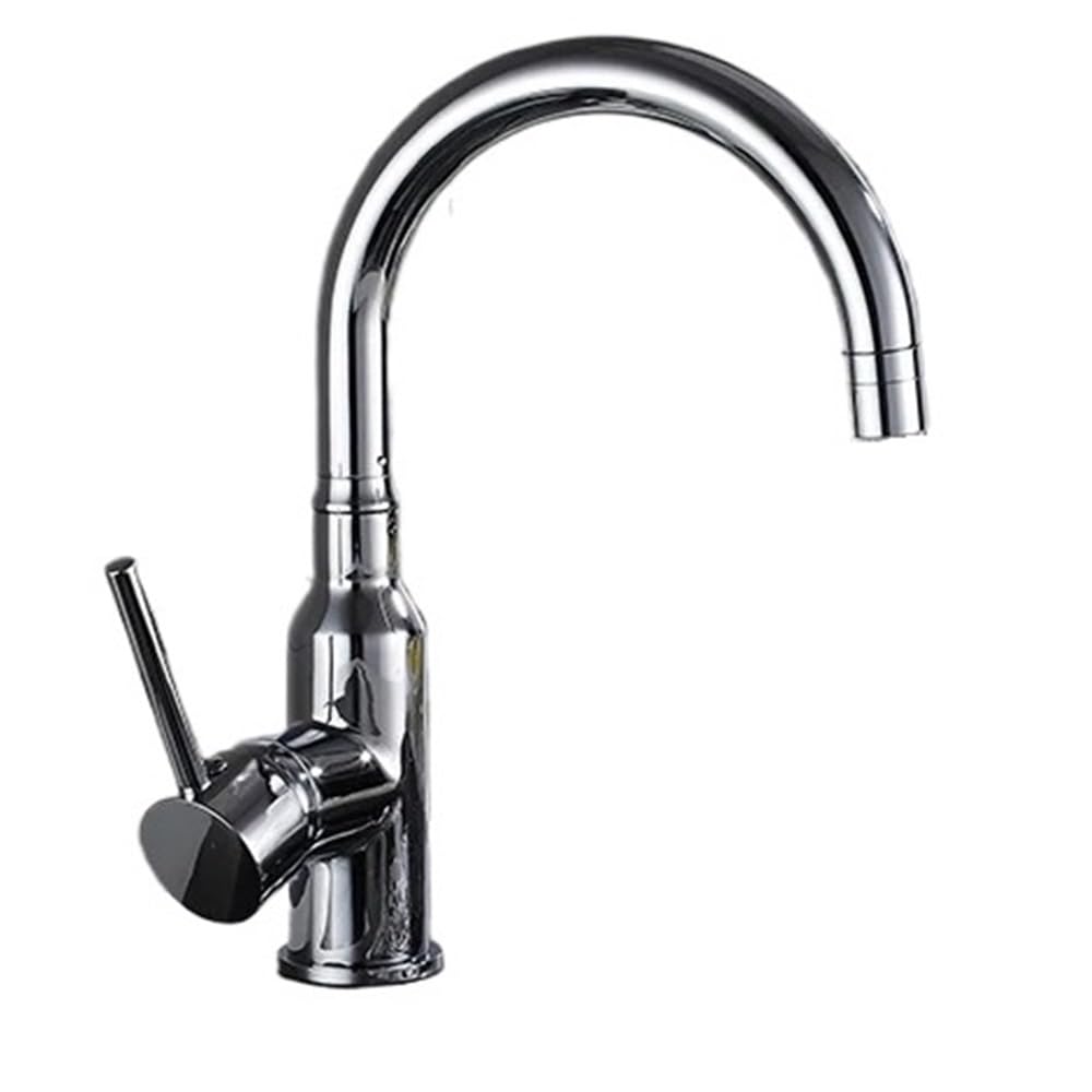 Blyqxs Chrome Kitchen Faucets Brass Crane Black/Nickel/Chome Kitchen Deck Mounted Water 360 Swivel Kitchen Faucets Xt-247(Chrome)