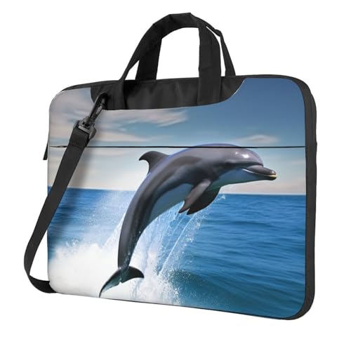 Sac à bandoulière pour ordinateur portable dauphins imprimé antichoc