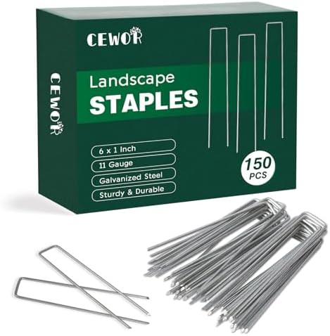 100 Pcs 6 inch Garden Landscape Staples Galvanized Pins Lawn Stakes for Weed Barrier Ground Cover,U-Type Heavy Duty (100 Pcs x 6