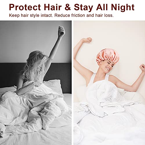 Atudew Satin Bonnet, 2Pcs Silk Bonnet, Hair Bonnet For Black Women For Curly Hair Sleeping, Silk Sleeping Cap, Satin Sleep Cap, Satin Night Cap, Hair Cap For Sleeping, Sleep Bonnet, Adjustable #TOP5