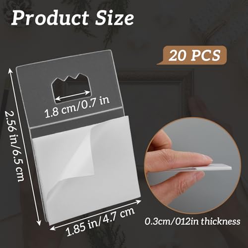 Image of 20 Pcs Adhesive Foamboard Hanger Picture Hangers Plastic Sawtooth Adhesive Picture Hangers Without Nails No Nail Stick On Clear Poster Hanger for Frames, Photos, Posters, Maps