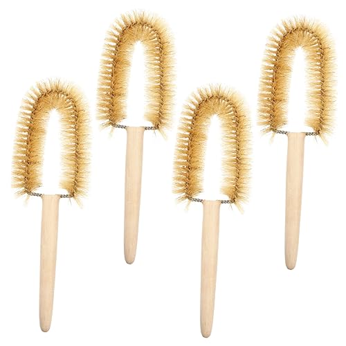 Healeved 4pcs Set Laboratory Beaker Brush Experiment Cleaning Brush Bottle Brush Cup Brush Flask Brush Tumblers Brush Buret Brush Coffee Mug Brush Tube Bottle Brush Clean Brush Wooden