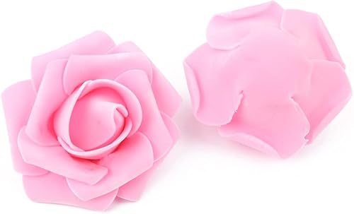 Miniatura 2 de INSUNSIX 100 rosas artificiales, 100 cabezas de flores falsas de color rosa a granel para ramos de boda, bolas de beso, despedidas de soltera,