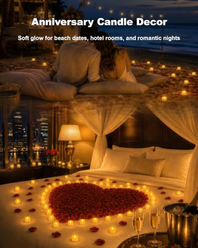 Image of Homemory 100-Pack Flameless Tea Lights Candles Battery Operated, 200+ Hours | Flickering LED Tealights for Weddings, Memorial Services, Candlelight Vigils, Event Venues, Christmas Displays and Banquets