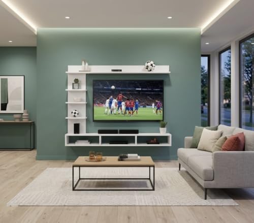 Image of C Style 32 Inches Broad Based Wall Mounted Tv Cabinet Shelf for Living Room, Bedroom, Kids Room, Lounge (Frosty White 32 Inches)