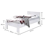 SATURN Stilvolles Futonbett 90 x 200 cm - Komfortables Jugendzimmer Einzelbett in Weiß - 95 x 76 x 204 cm (B/H/T)