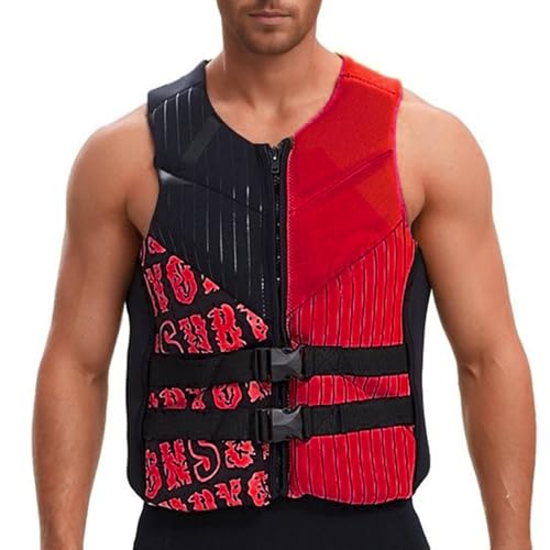 Generisch Chaleco de surf de neopreno de gran tamaño con alta flotabilidad para deportes acuáticos seguros tiras reflectantes de seguridad, rojo, S