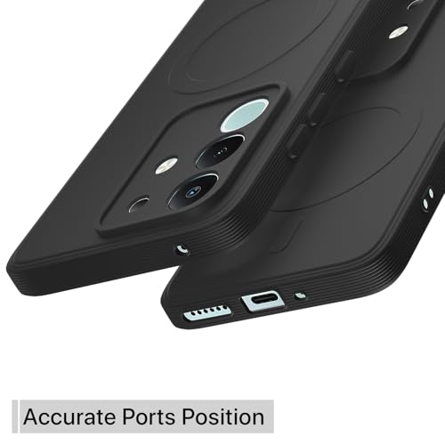 Image of Pikkme Back Cover for Vivo T4x 5G / iQoo Z10x 5G / Vivo Y31 Pro 5G Soft Matte Silicone Mag-Safe Design (Mag-Safe Not Support) Camera Protection | Slim Fit Bumper Cover (Black)