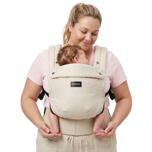 Image of Momcozy Baby Carrier - Ergonomic, Cozy and Lightweight Carrier for 7-45lbs, Effortless to Put On, Ideal for Hands-Free Parenting, Enhanced Lumbar Support, Purehug, Extended Fit (45 inch-69 inch Waist), Khaki
