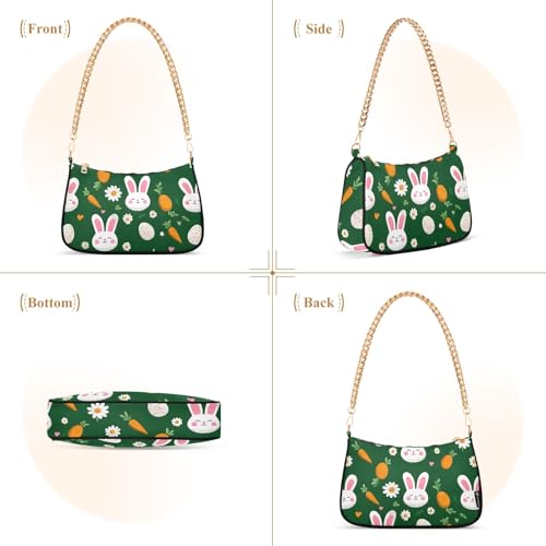 Clutch Shoulder Bags Tote Evening Purse Handbags for Women Rabbit Carrot Easter Egg Hobo Bags with Zipper Closure2
