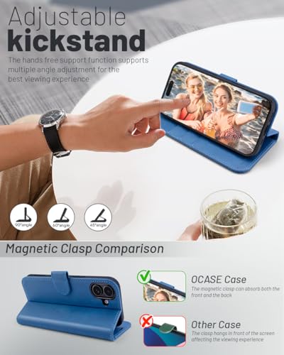 OCASE for iPhone 16 Case, PU Leather Wallet, Magnetic Flip Folio Cover with RFID Blocking, Card Holders, Shockproof TPU - Image 3