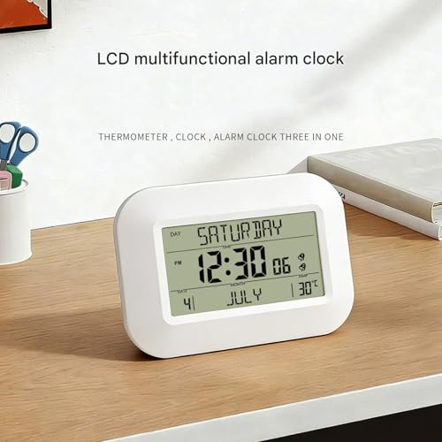 Reloj de pared con pantalla LCD digital indicador de temperatura y mes 6