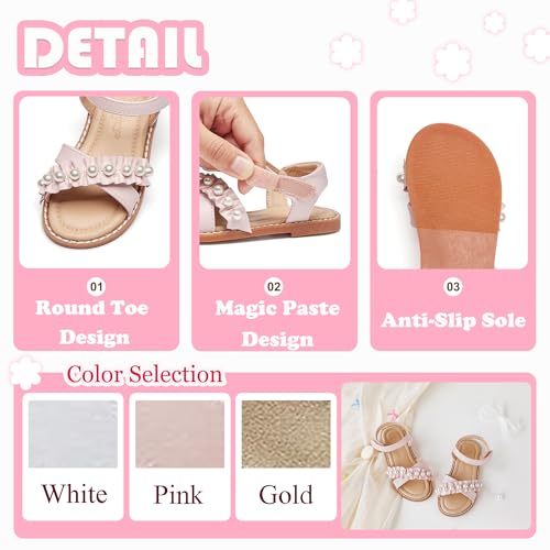Image of Flaryzone Girls Sandals Open Toe Summer Flats Dress Sandals Shoes Toddler /Little Kid