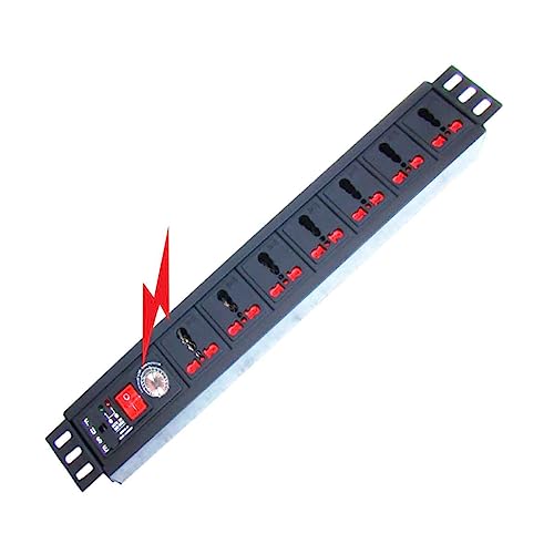 Image of MX Universal Socket Extension Board with Child Safety Shutter, Power Strip, Wall /Desk Mount, Heavy Duty Alumminium Extrusion Body (7-Outlet Universal Spike Protector PDU, 3 MTR)