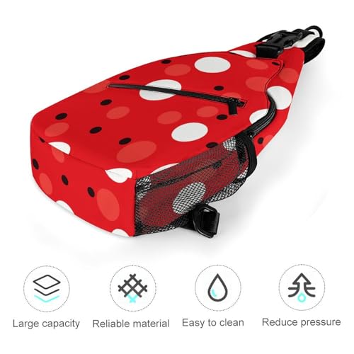 Bolso bandolera casual para senderismo rojo con puntos blancos miniatura 5