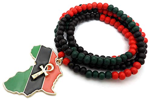 GWOOD Africa with Ankh Metal African Pendant on 32 Inch Wood Bead Necklace3