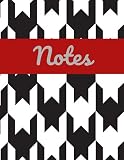 Notes-Houndstooth Notebook: Paperback, 8.5x11 inch with 200 blank lined pages with Crimson Band and
