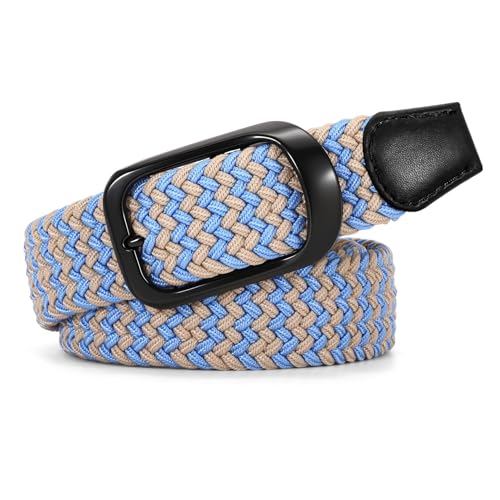 Image of JASGOOD Stretch Belt for Men, Men Women Elastic Woven Braided Belt 1 3 /8 Casual Belt Golf Belt for Jeans Pants