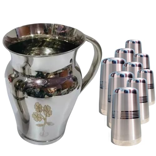 Image of Stainless Steel leser Glass Set or Jug, Water Jug, Water Glass (11)